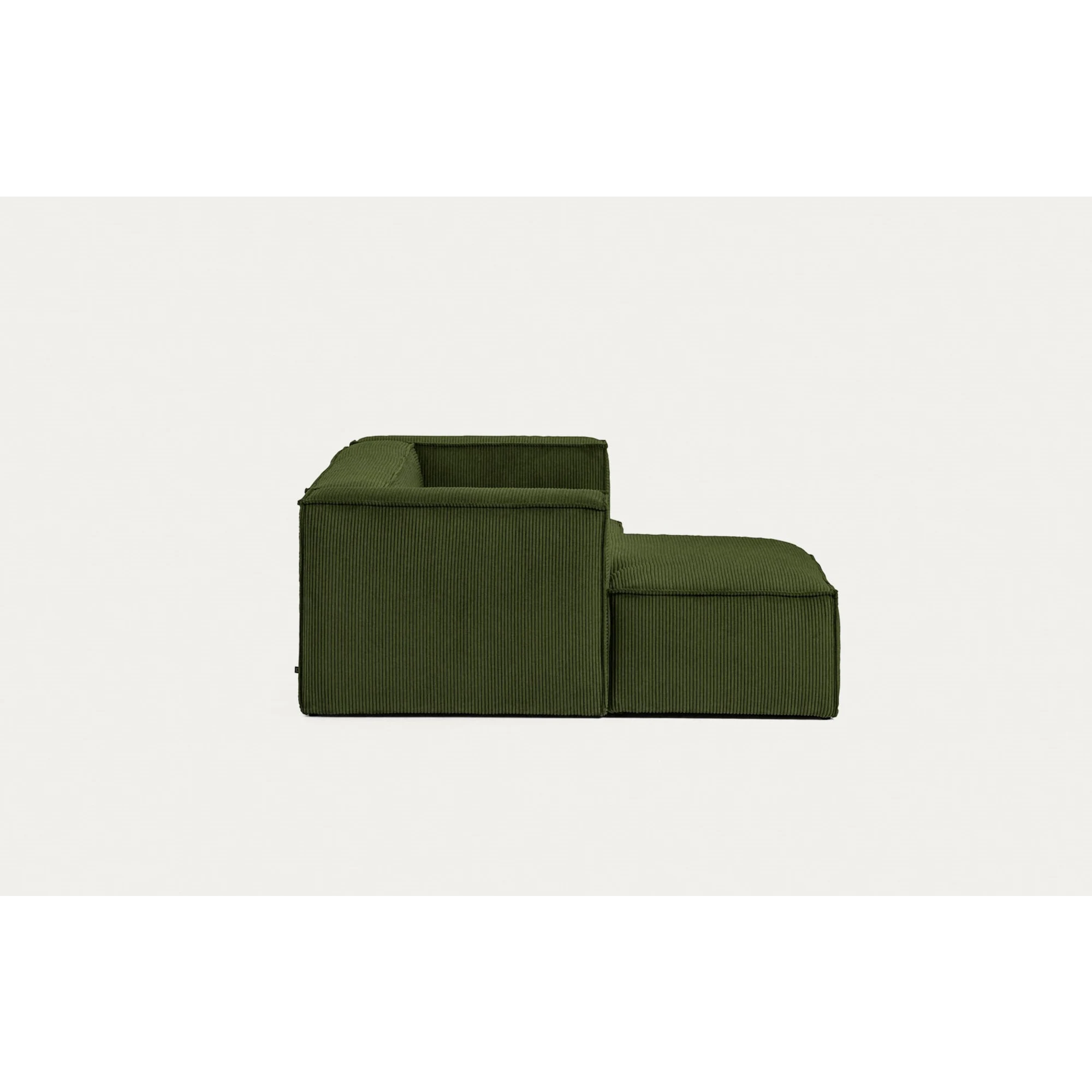Kave Home Blok 2-Seat Modular Sofa with Left Chaise, Corduroy, Green