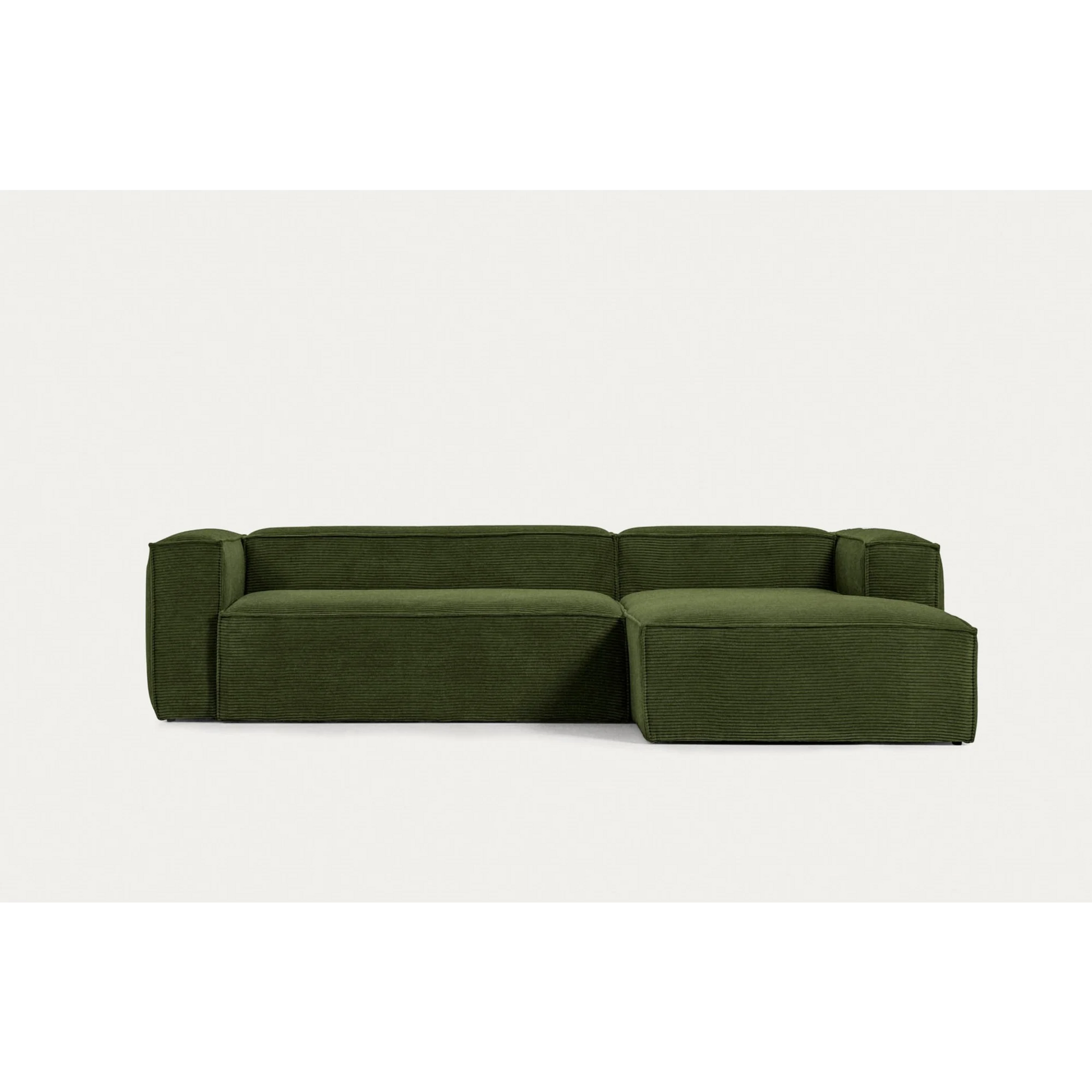 Kave Home Blok 3-Seat Modular Sofa with Right Chaise, Corduroy, Green