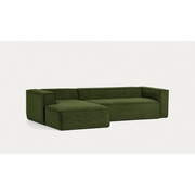 Kave Home Blok 3-Seat Modular Sofa with Left Chaise, Corduroy, Green