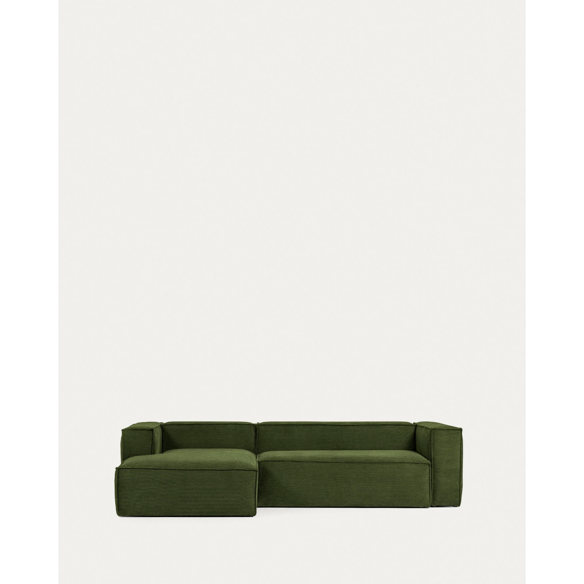 Kave Home Blok 3-Seat Modular Sofa with Left Chaise, Corduroy, Green