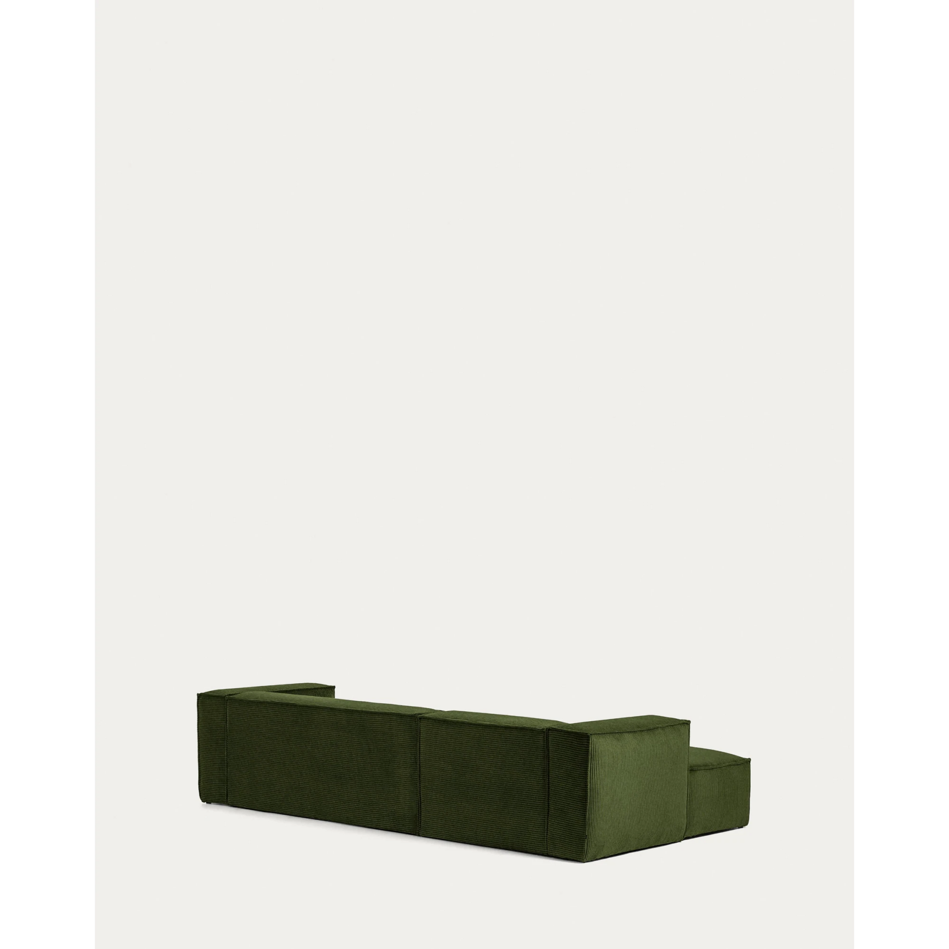 Kave Home Blok 3-Seat Modular Sofa with Left Chaise, Corduroy, Green