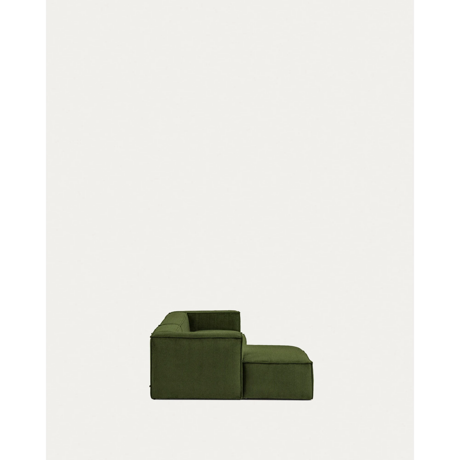 Kave Home Blok 3-Seat Modular Sofa with Left Chaise, Corduroy, Green