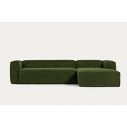 Kave Home Blok 4-Seat Modular Sofa with Right Chaise, Corduroy, Green