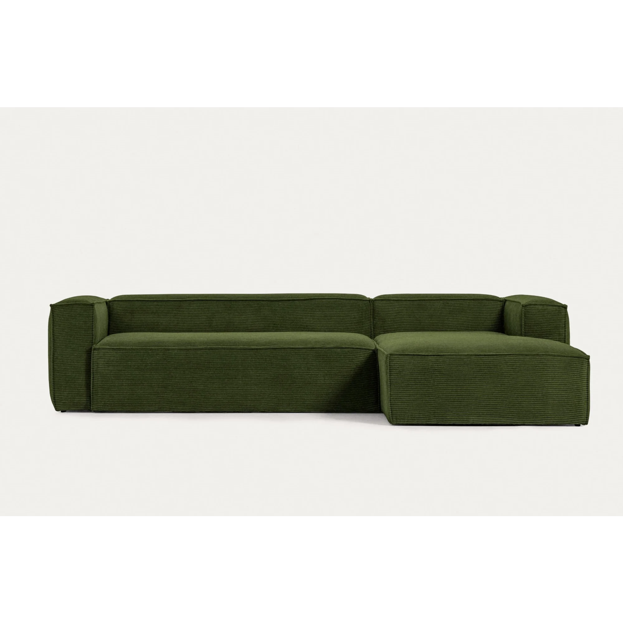 Kave Home Blok 4-Seat Modular Sofa with Right Chaise, Corduroy, Green