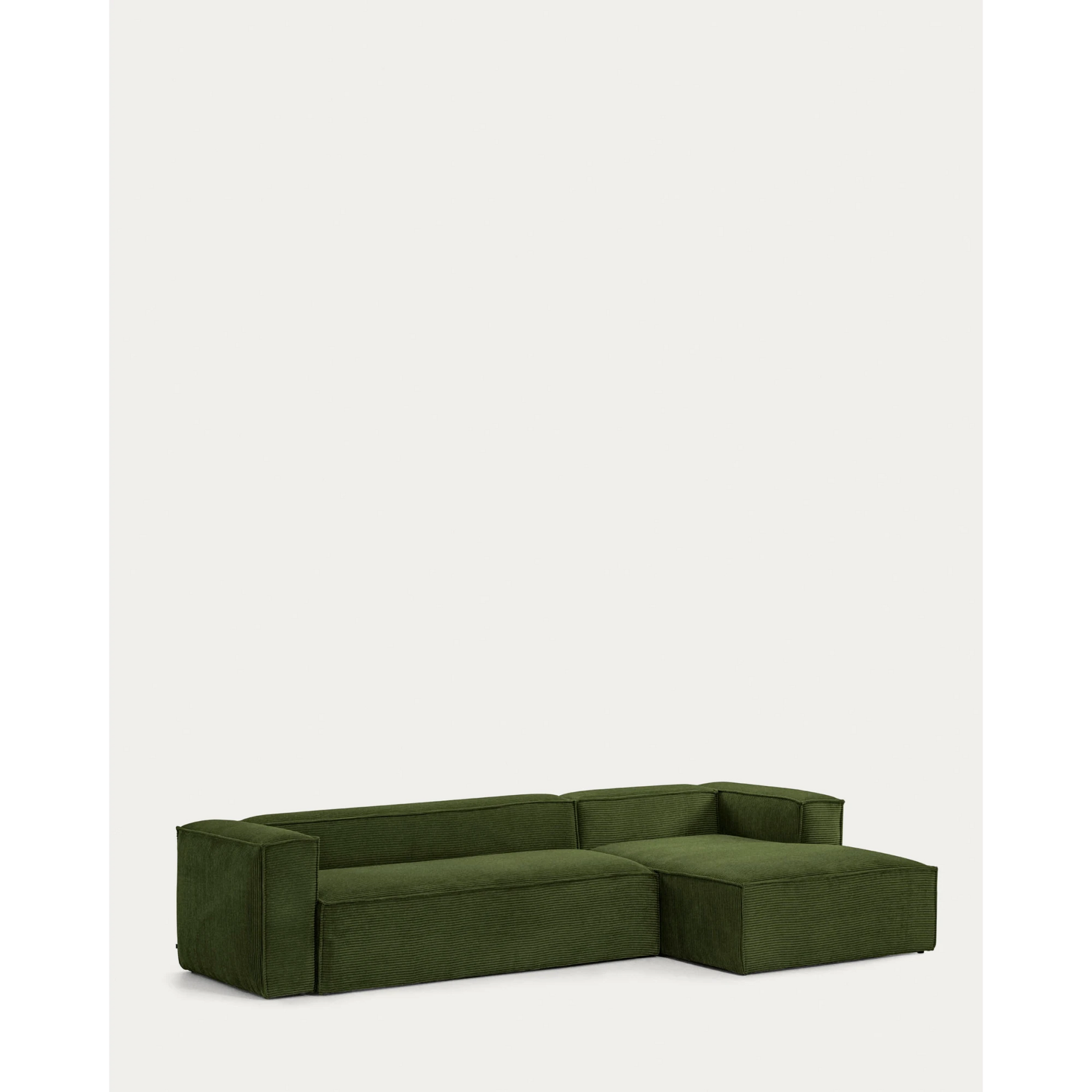 Kave Home Blok 4-Seat Modular Sofa with Right Chaise, Corduroy, Green