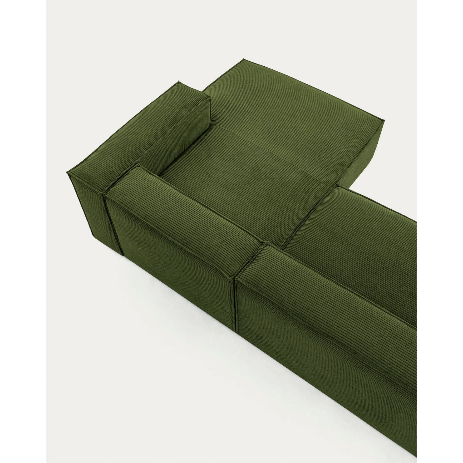 Kave Home Blok 4-Seat Modular Sofa with Right Chaise, Corduroy, Green