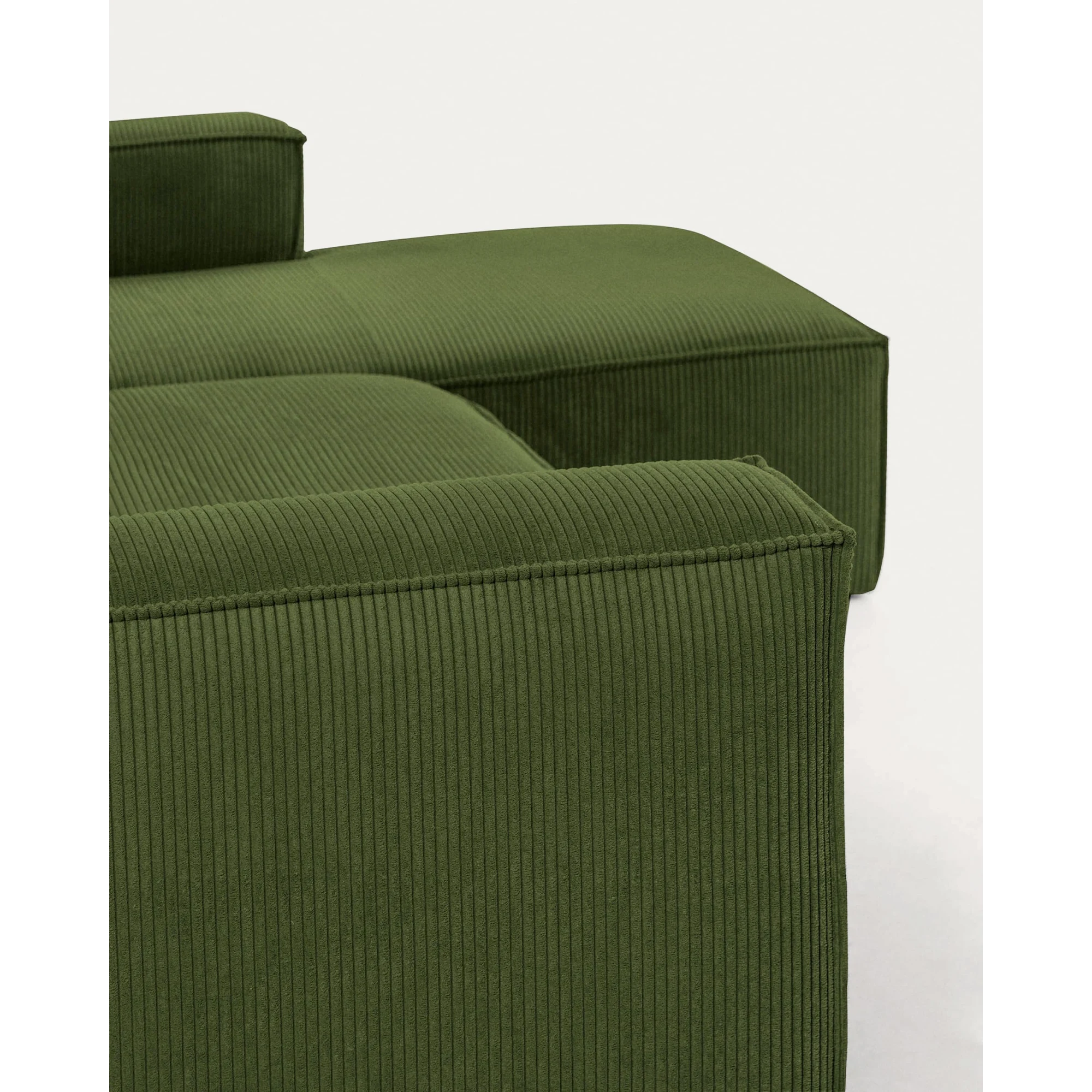 Kave Home Blok 4-Seat Modular Sofa with Right Chaise, Corduroy, Green