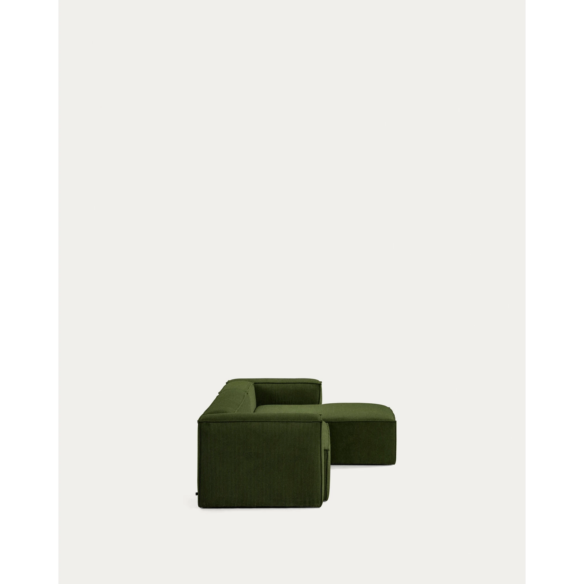 Kave Home Blok 4-Seat Modular Sofa with Right Chaise, Corduroy, Green