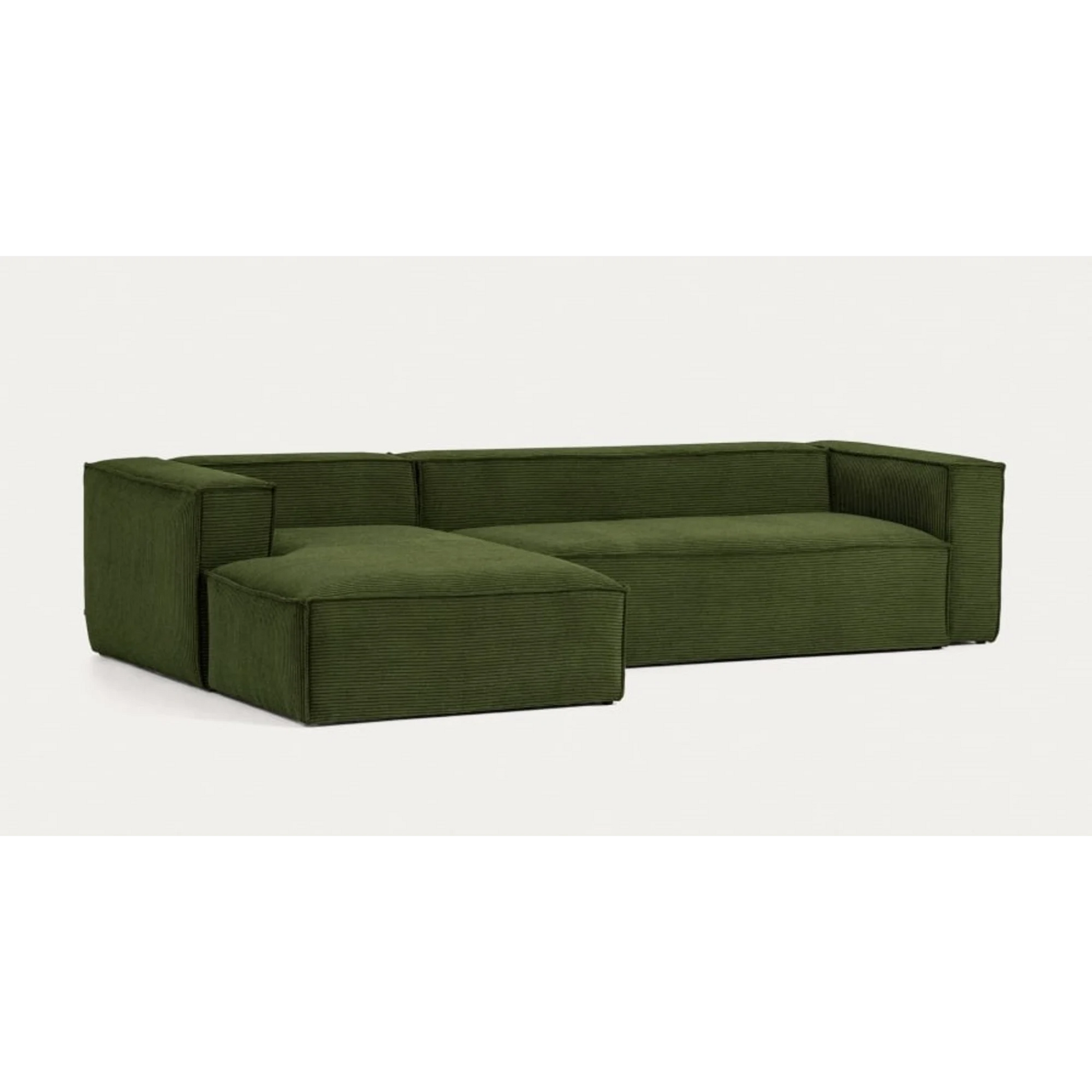 Kave Home Blok 4-Seat Modular Sofa with Left Chaise, Corduroy, Green