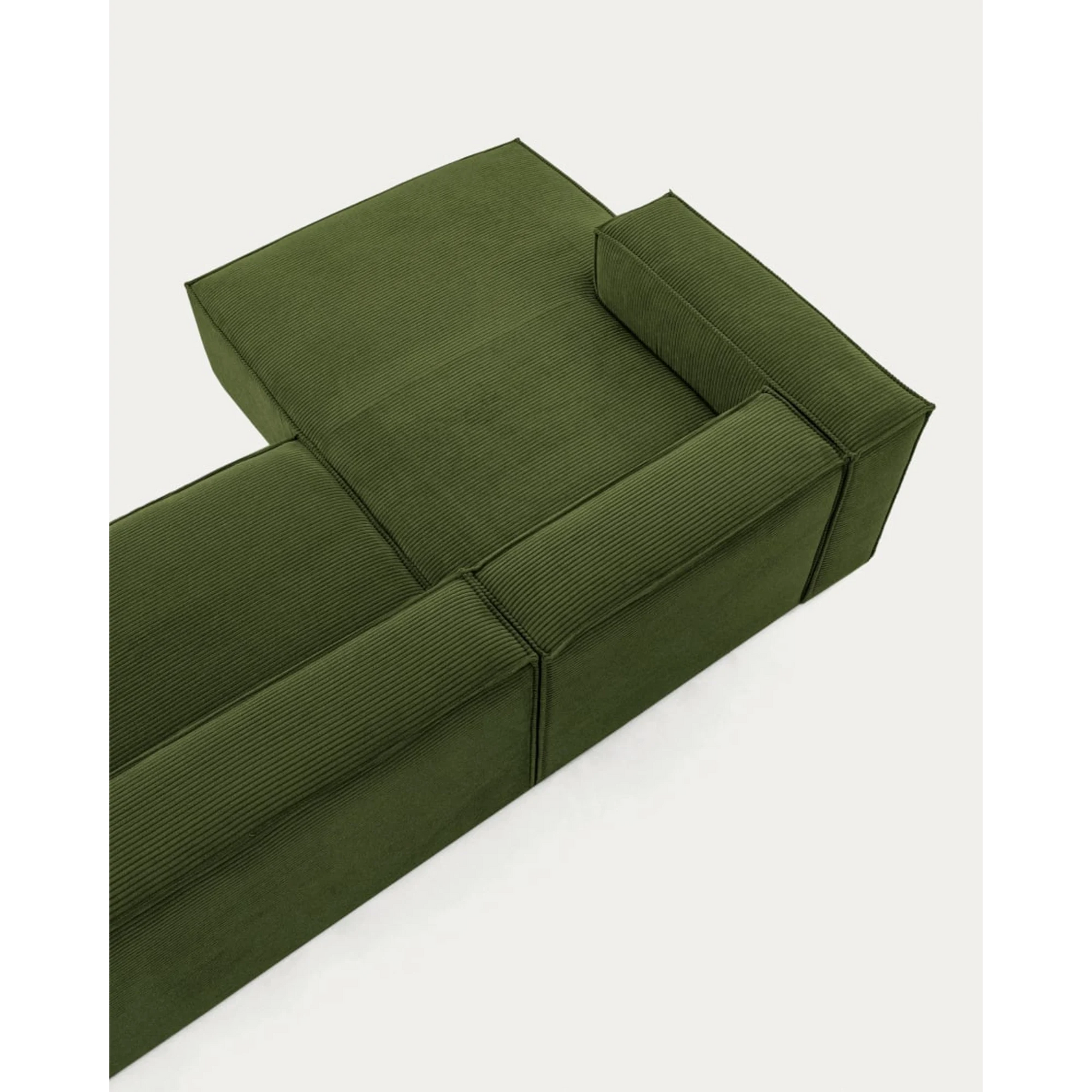 Kave Home Blok 4-Seat Modular Sofa with Left Chaise, Corduroy, Green