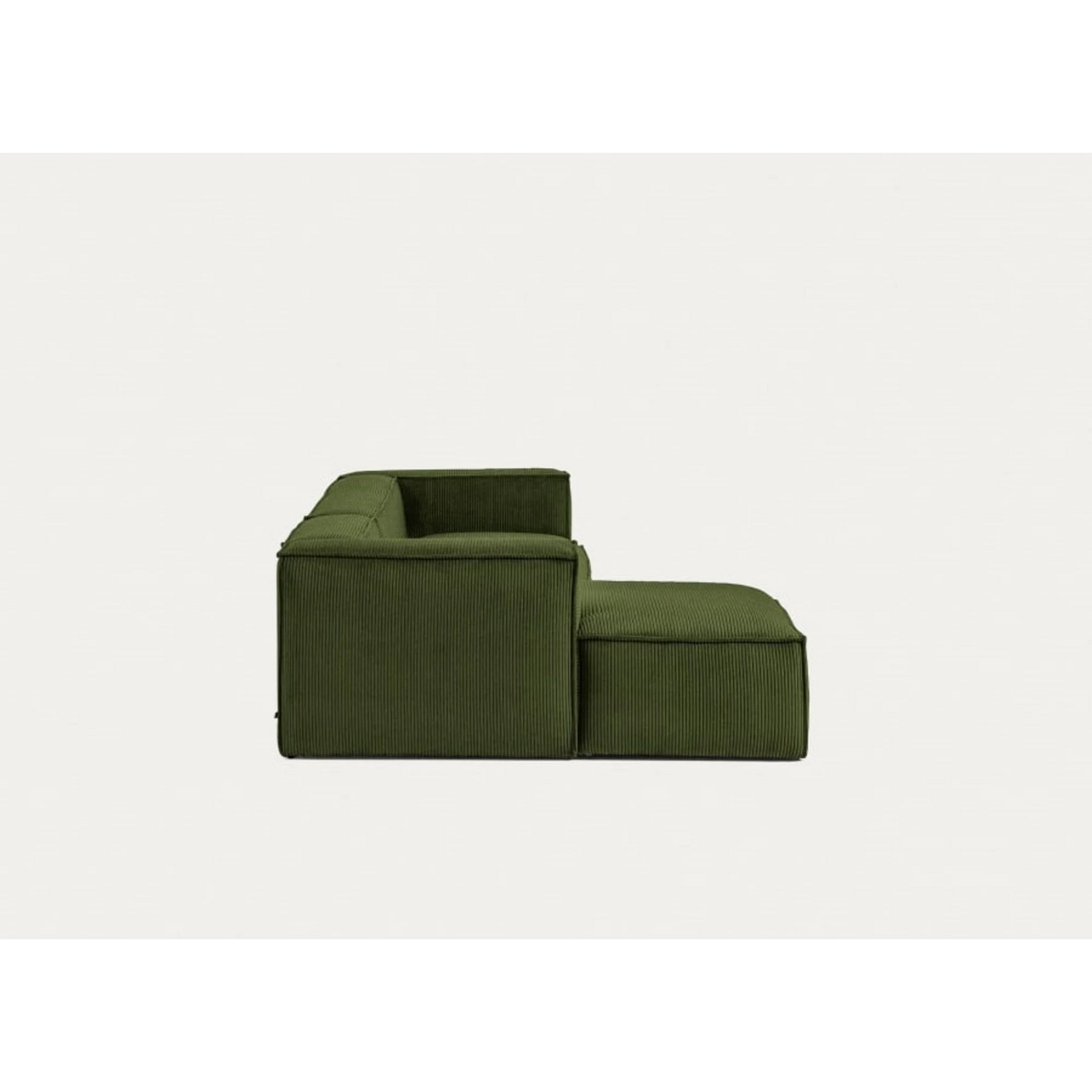 Kave Home Blok 4-Seat Modular Sofa with Left Chaise, Corduroy, Green