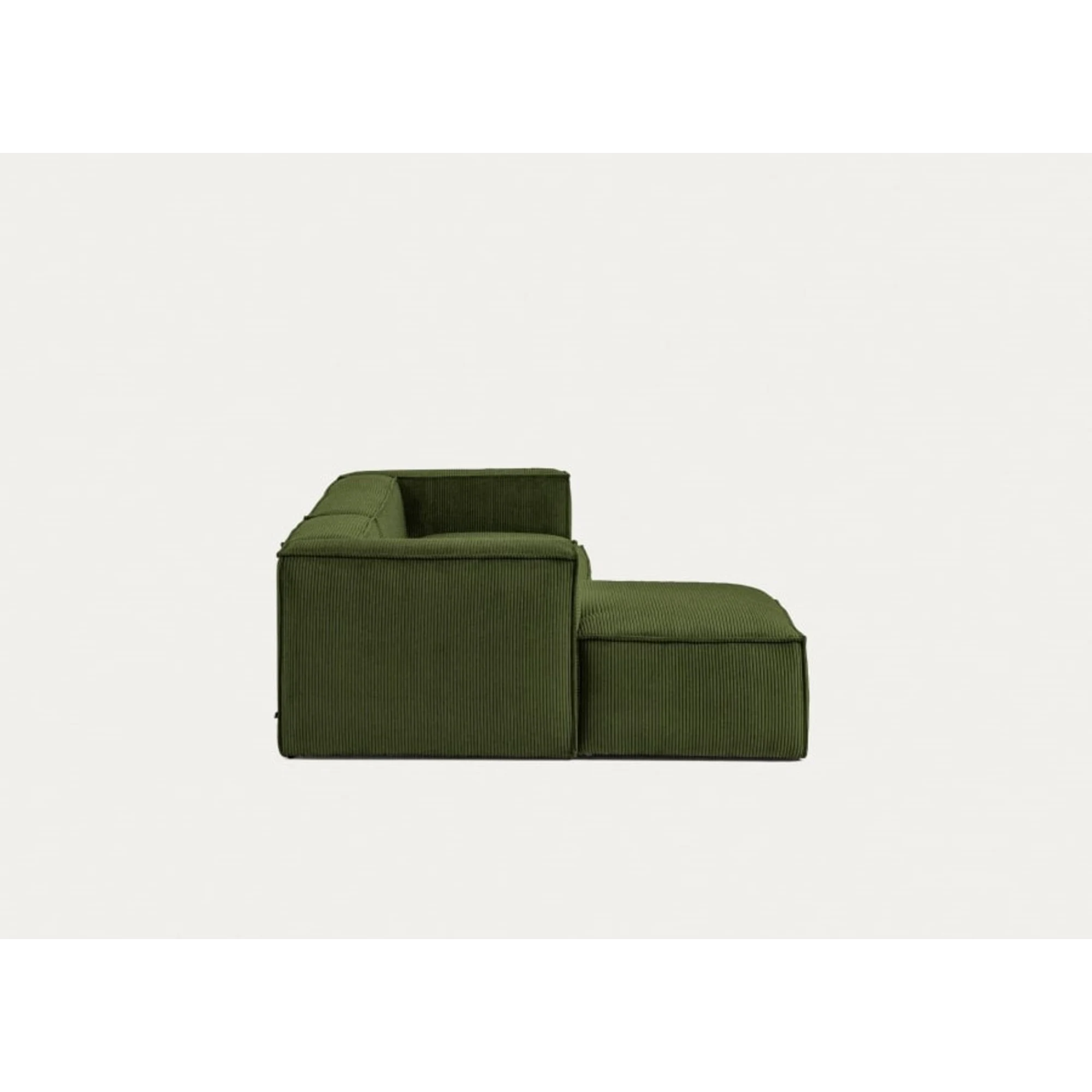 Kave Home Blok 4-Seat Modular Sofa with Left Chaise, Corduroy, Green