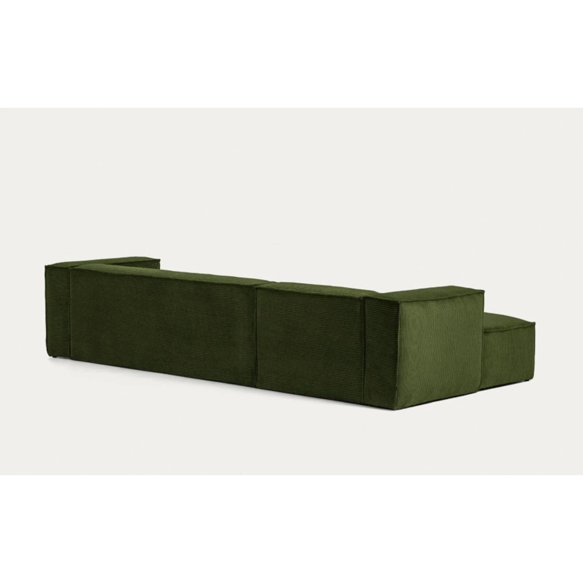 Kave Home Blok 4-Seat Modular Sofa with Left Chaise, Corduroy, Green