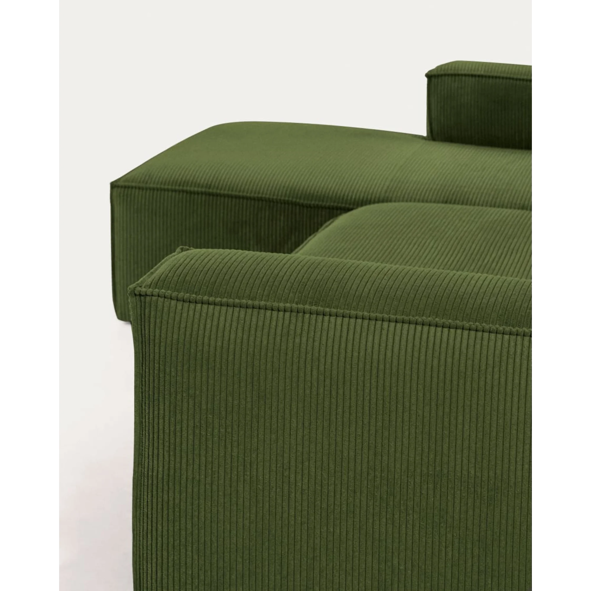 Kave Home Blok 4-Seat Modular Sofa with Left Chaise, Corduroy, Green