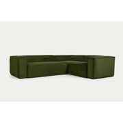 Kave Home Blok 3-Seat Corner Sofa, Corduroy, Green