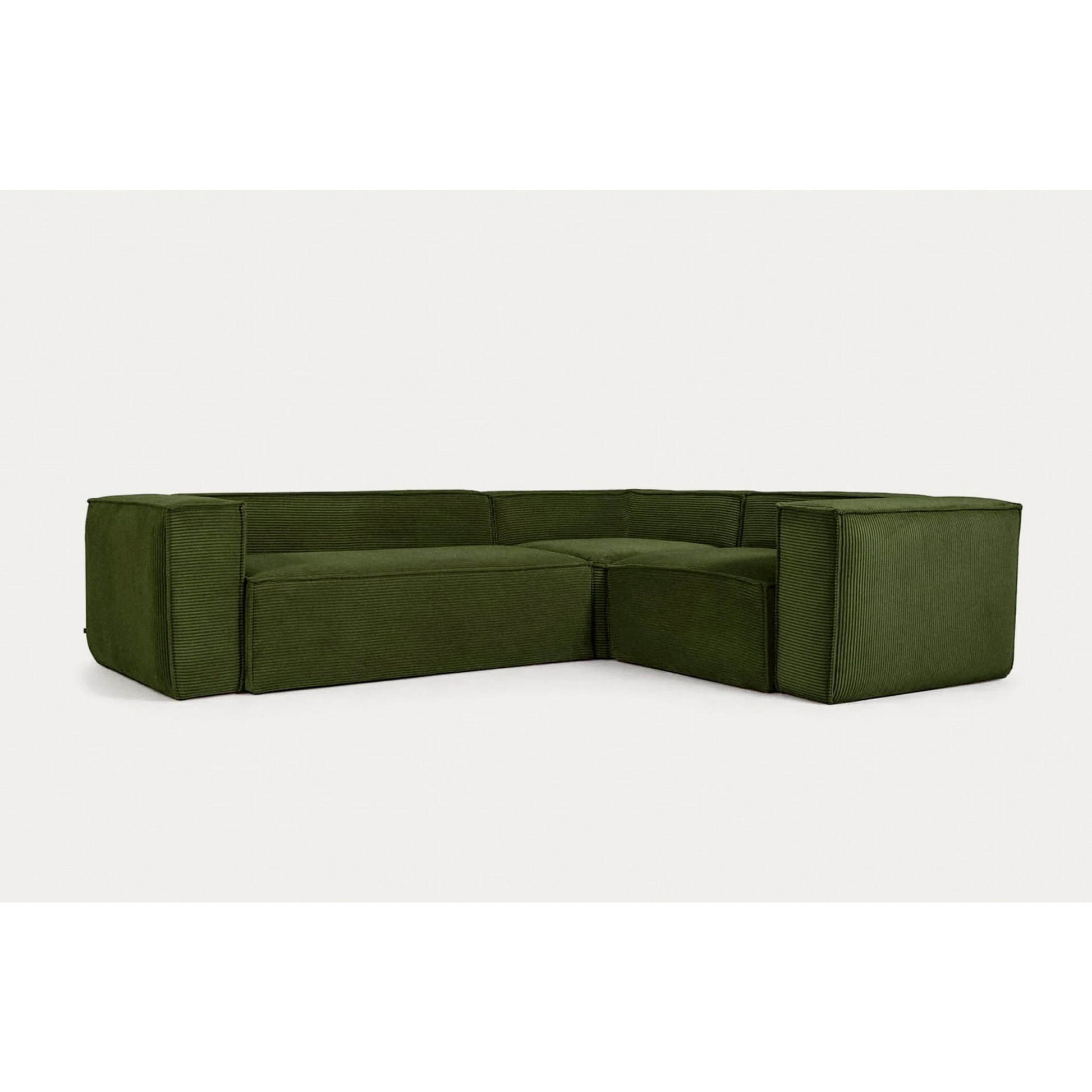 Kave Home Blok 3-Seat Corner Sofa, Corduroy, Green