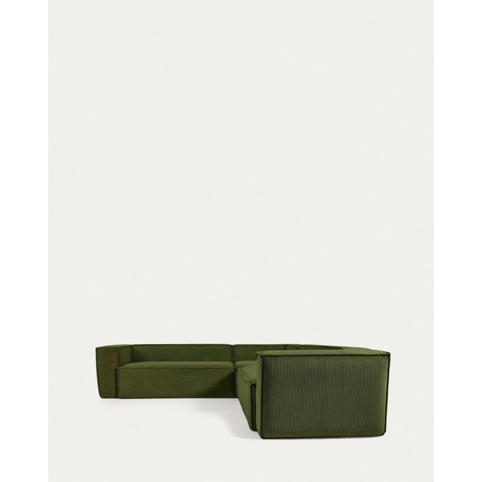 Kave Home Blok 4-Seat Corner Sofa, Corduroy, 290x290cm, Green