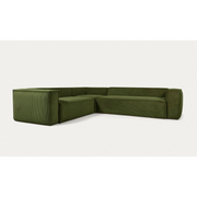 Kave Home Blok 5-Seat Corner Sofa, Corduroy, Green