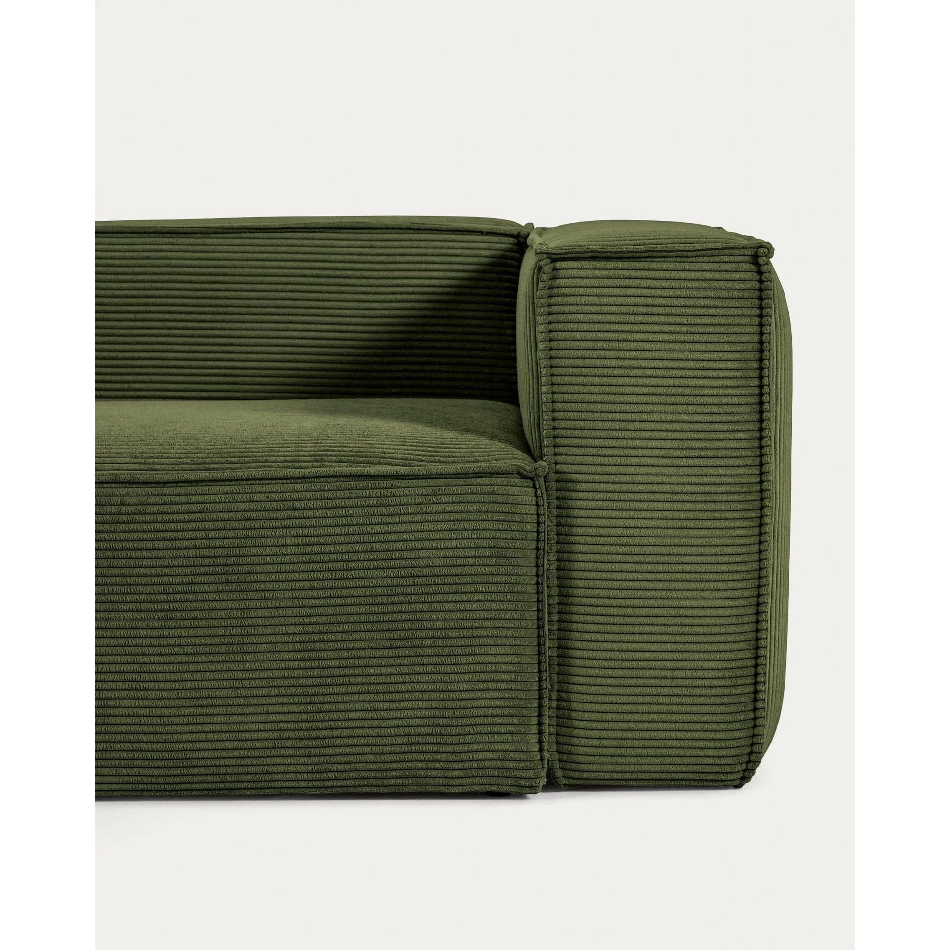 Kave Home Blok 5-Seat Corner Sofa, Corduroy, Green