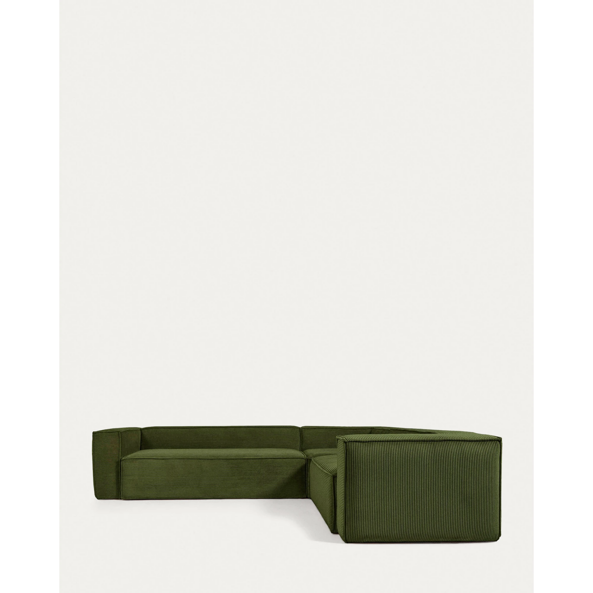 Kave Home Blok 5-Seat Corner Sofa, Corduroy, Green