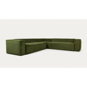 Kave Home Blok 6-Seat Corner Sofa, Corduroy, Green