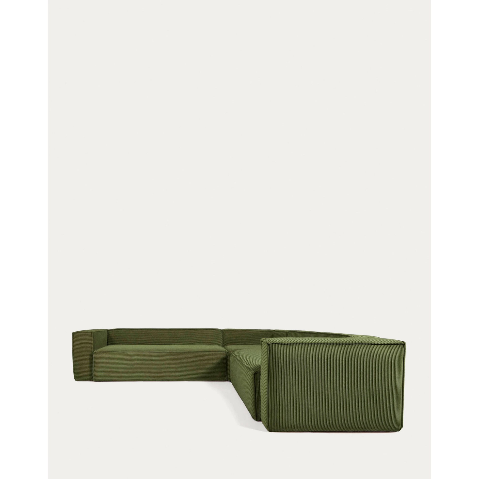 Kave Home Blok 6-Seat Corner Sofa, Corduroy, Green