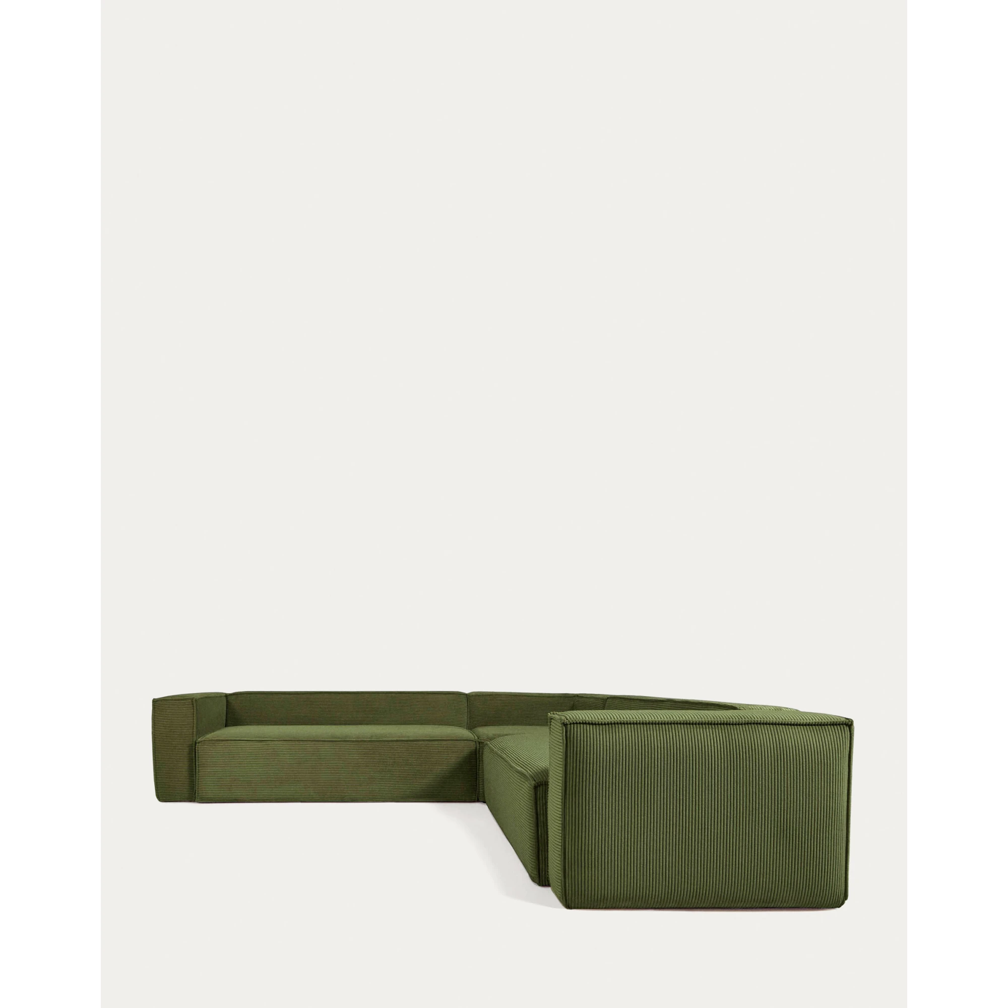 Kave Home Blok 6-Seat Corner Sofa, Corduroy, Green