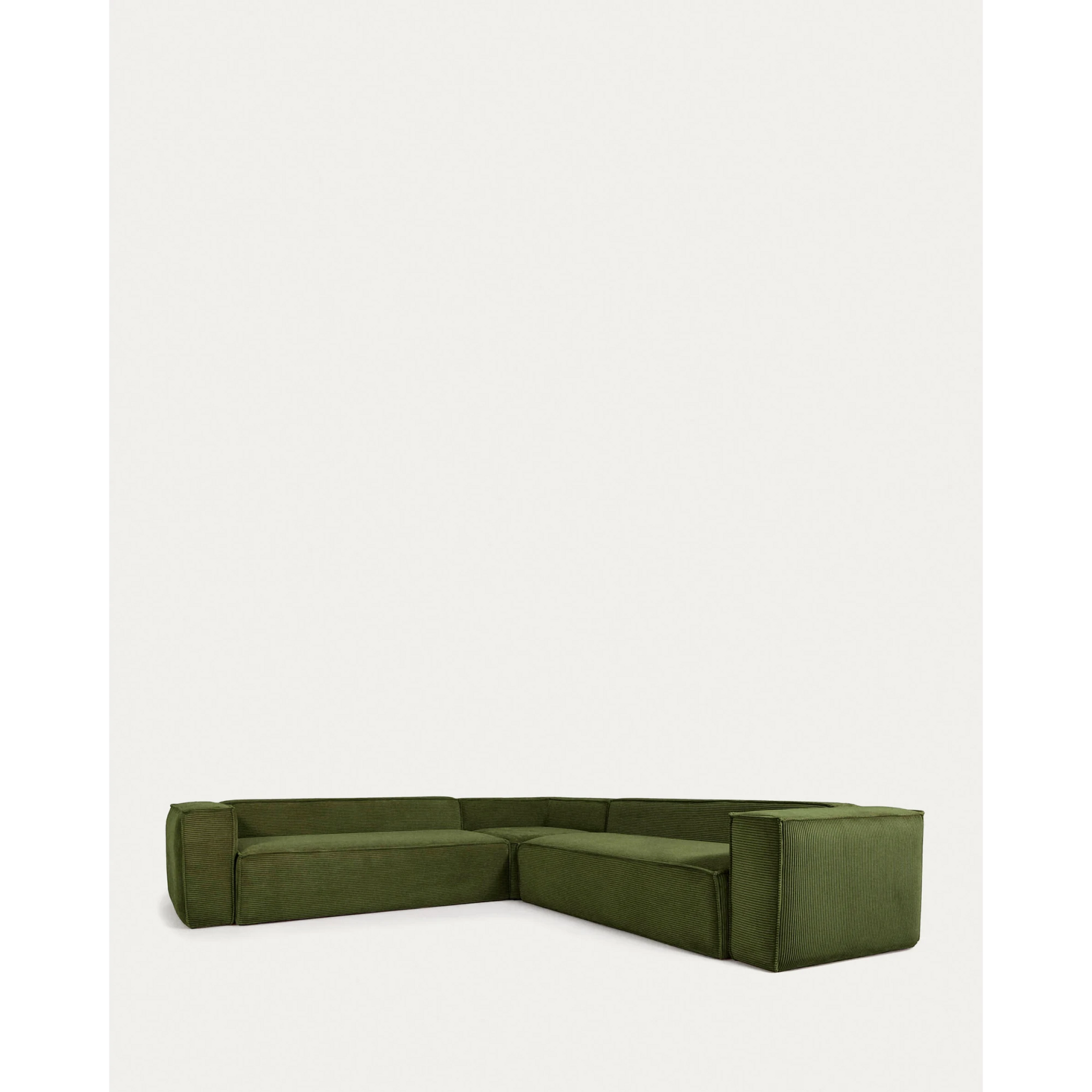 Kave Home Blok 6-Seat Corner Sofa, Corduroy, Green