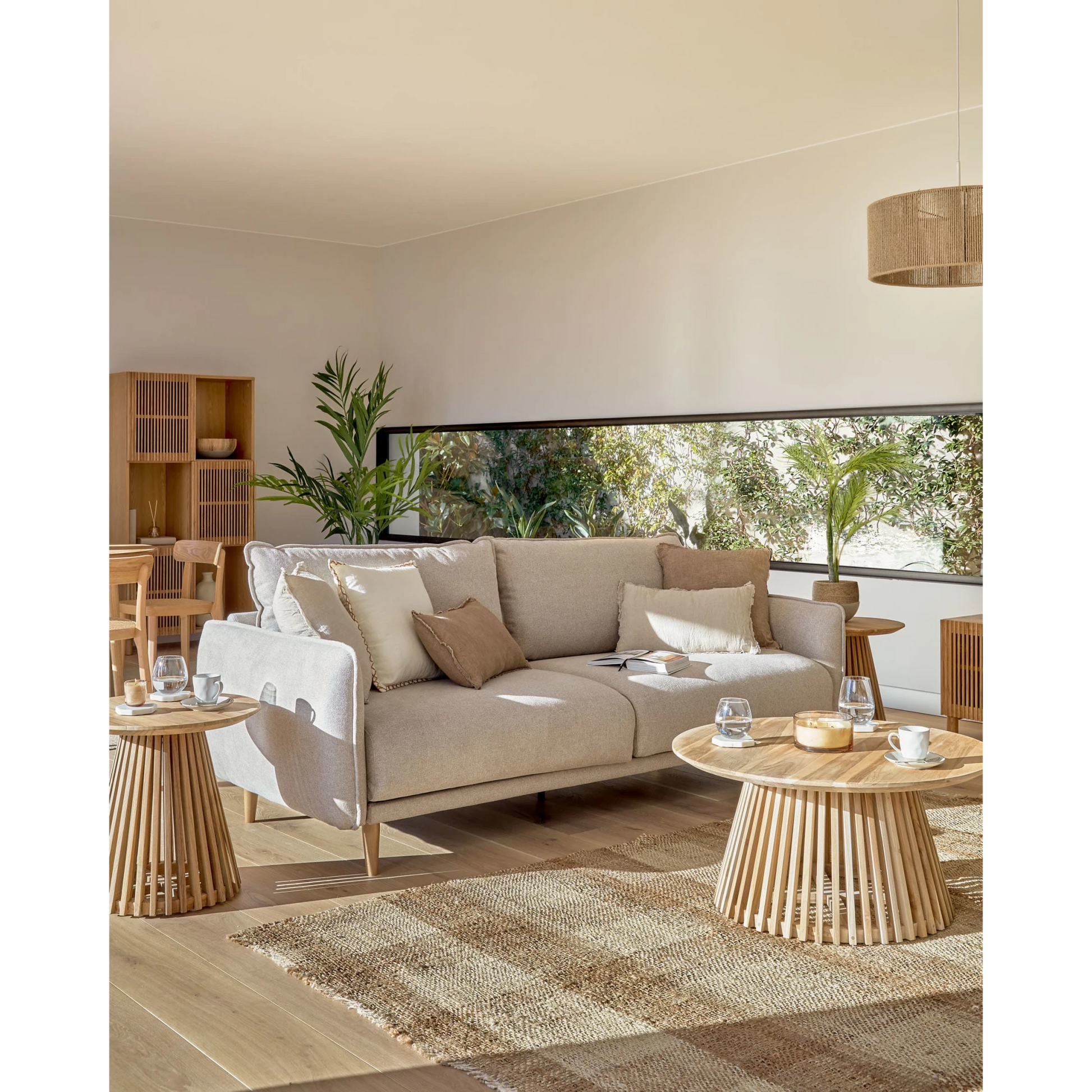 Kave Home Carlota 3-Seat Sofa, Beige