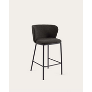 Kave Home Ciselia Shearling Bar Stool, Black, 65cm