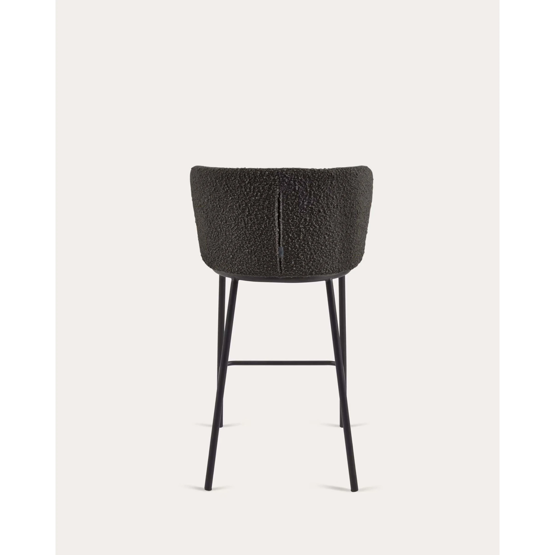 Kave Home Ciselia Shearling Bar Stool, Black, 65cm
