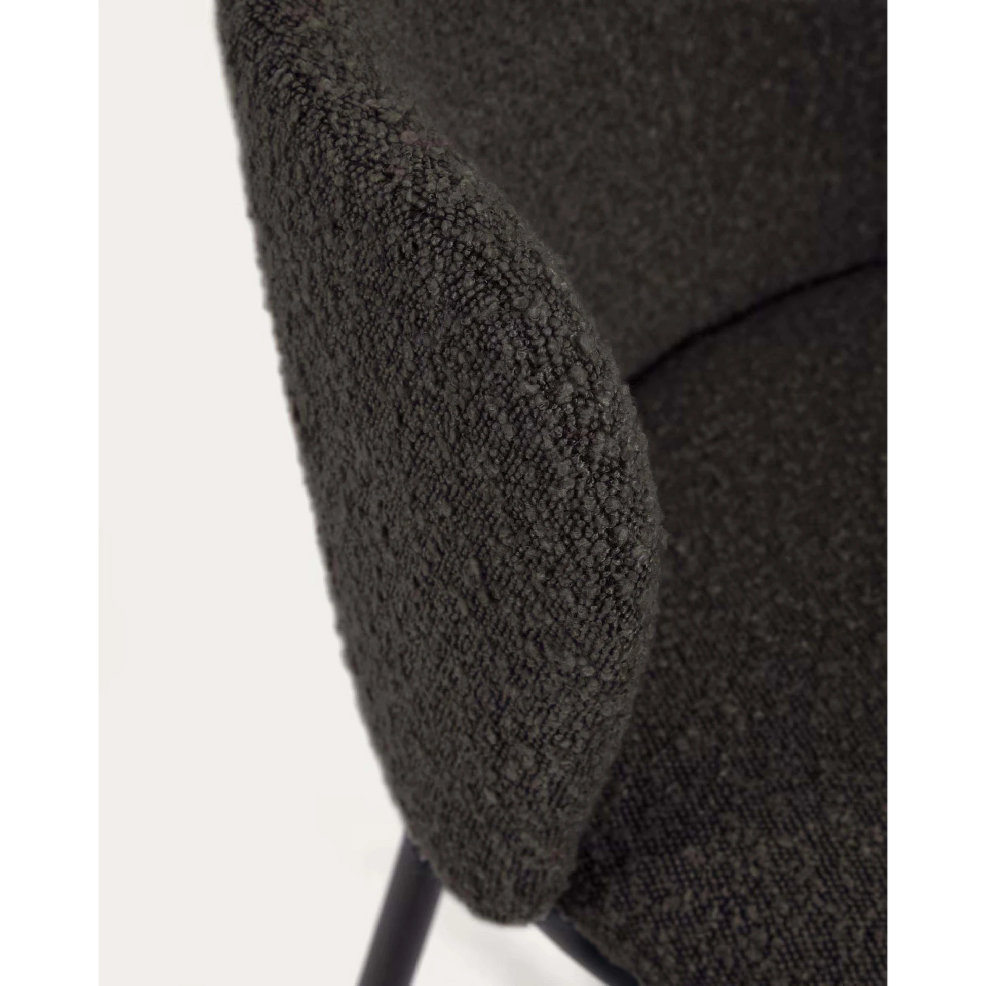 Kave Home Ciselia Shearling Bar Stool, Black, 65cm