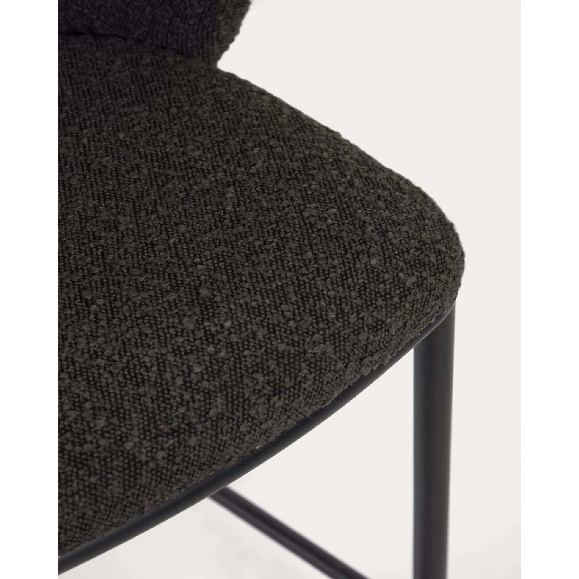 Kave Home Ciselia Shearling Bar Stool, Black, 65cm