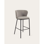 Kave Home Ciselia Shearling Bar Stool, Grey, 77cm