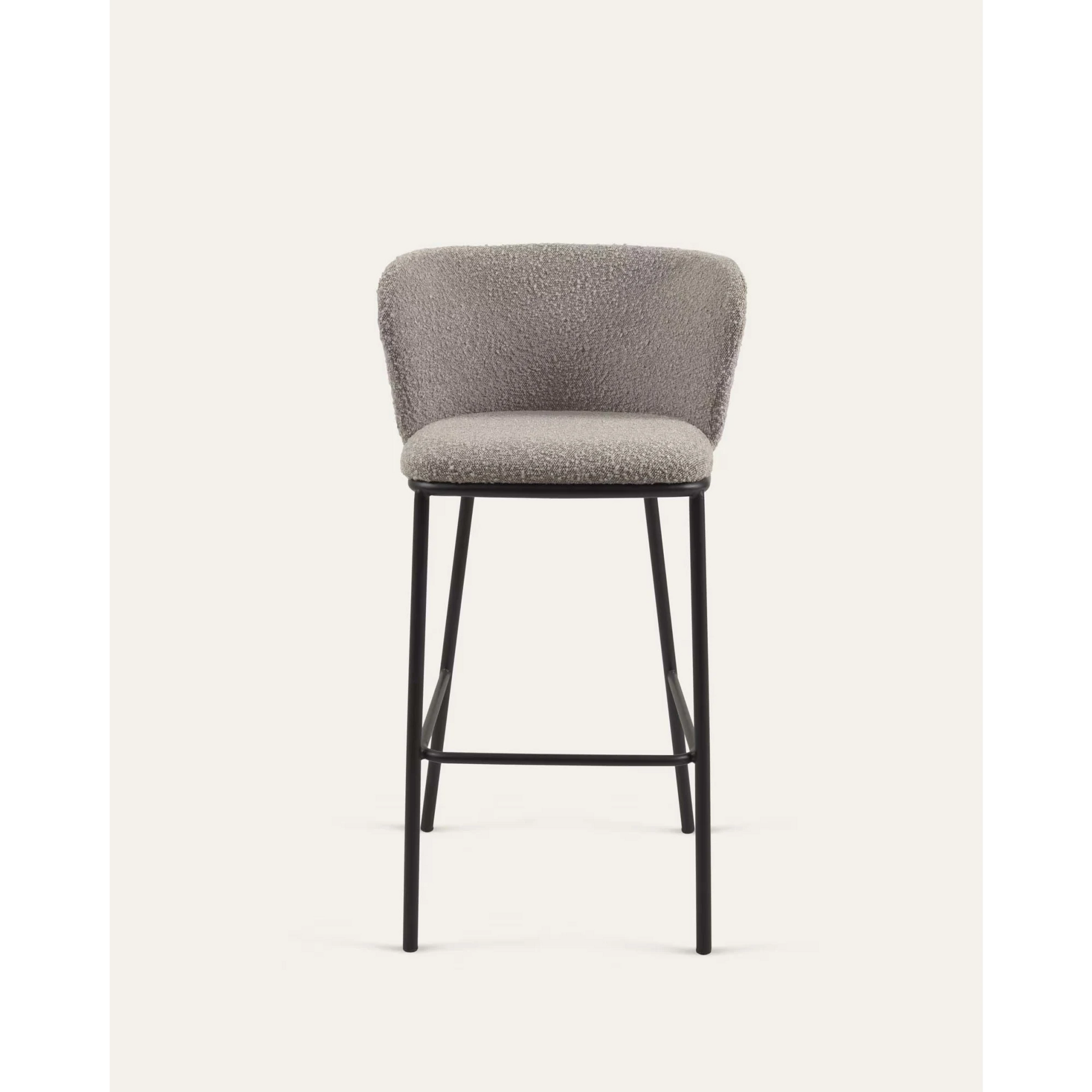 Kave Home Ciselia Shearling Bar Stool, Grey, 77cm