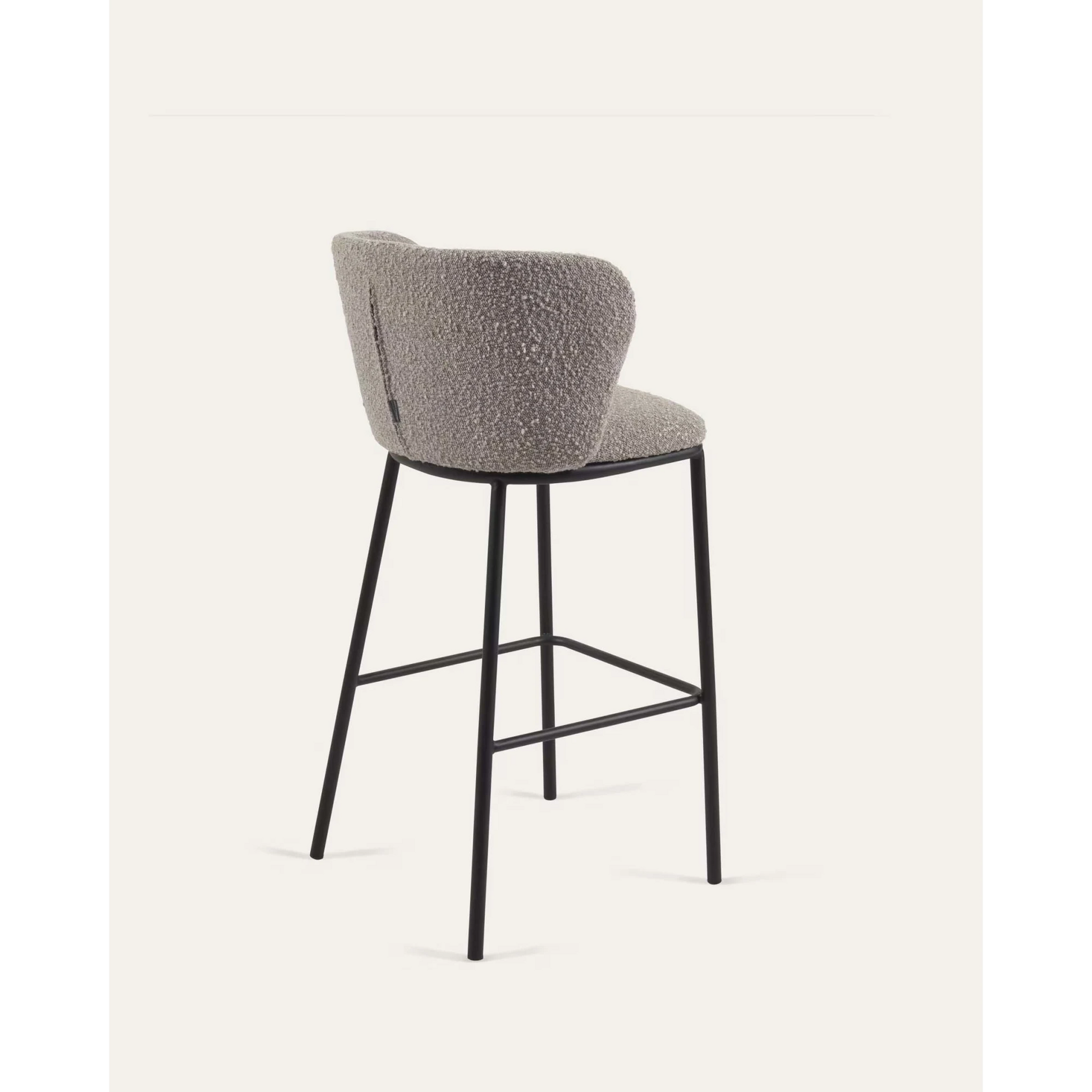 Kave Home Ciselia Shearling Bar Stool, Grey, 77cm