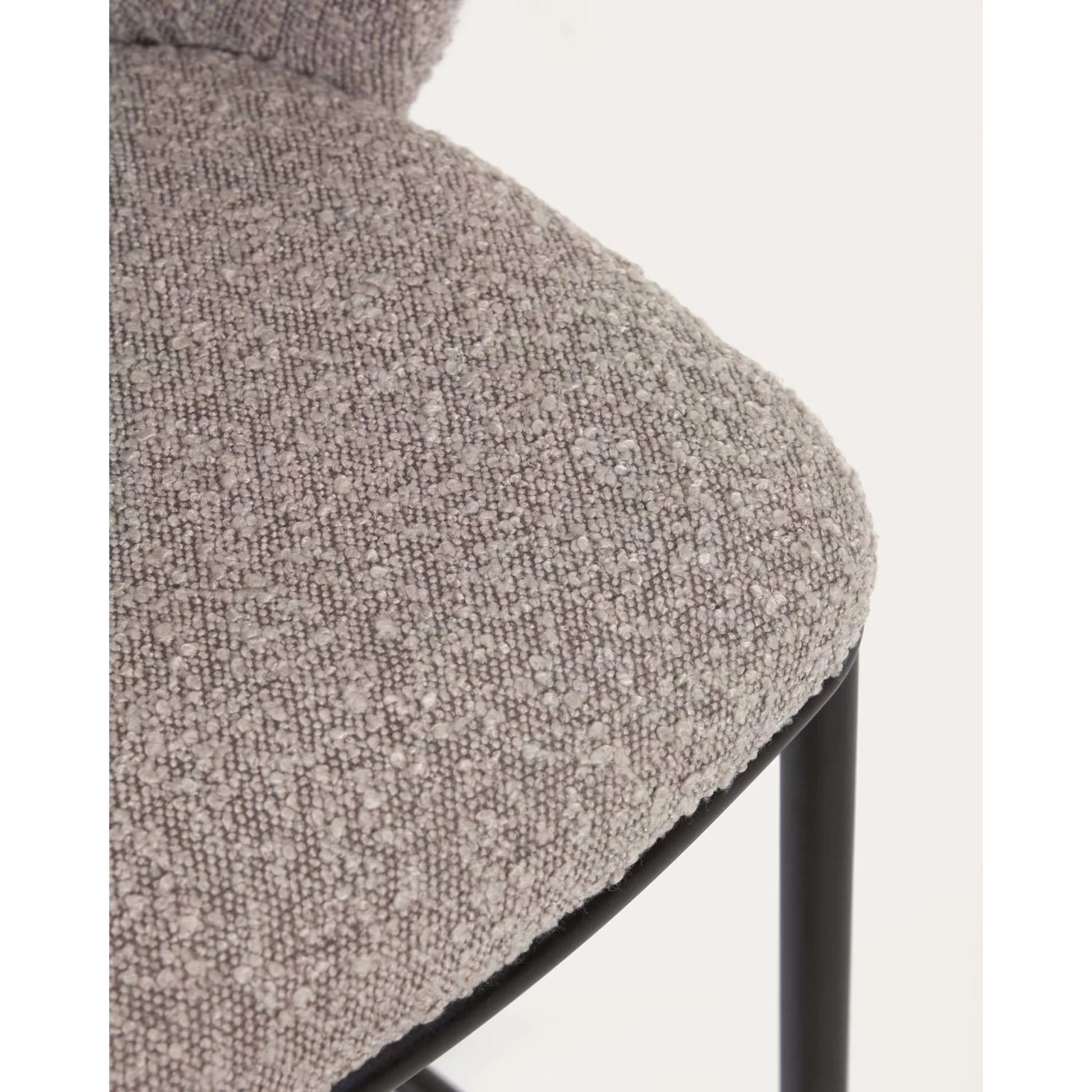 Kave Home Ciselia Shearling Bar Stool, Grey, 77cm