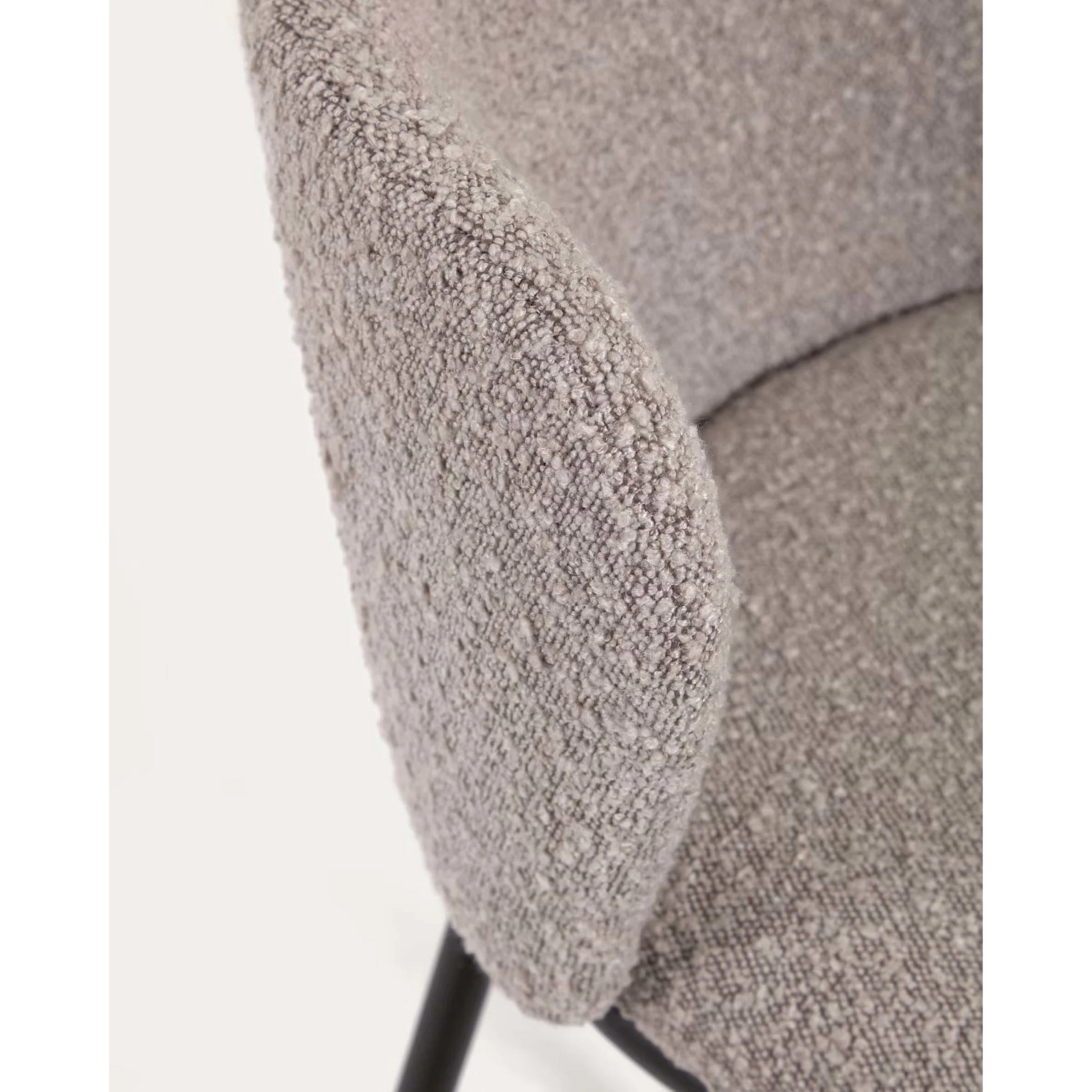 Kave Home Ciselia Shearling Bar Stool, Grey, 77cm