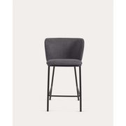 Kave Home Ciselia Chenille Bar Stool, Dark Grey