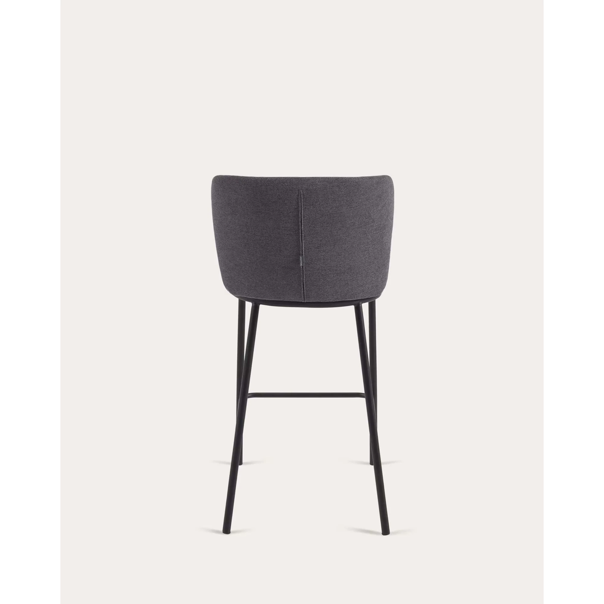 Kave Home Ciselia Chenille Bar Stool, Dark Grey