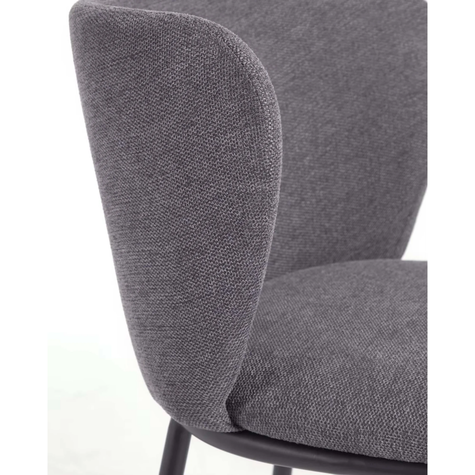 Kave Home Ciselia Chenille Bar Stool, Dark Grey