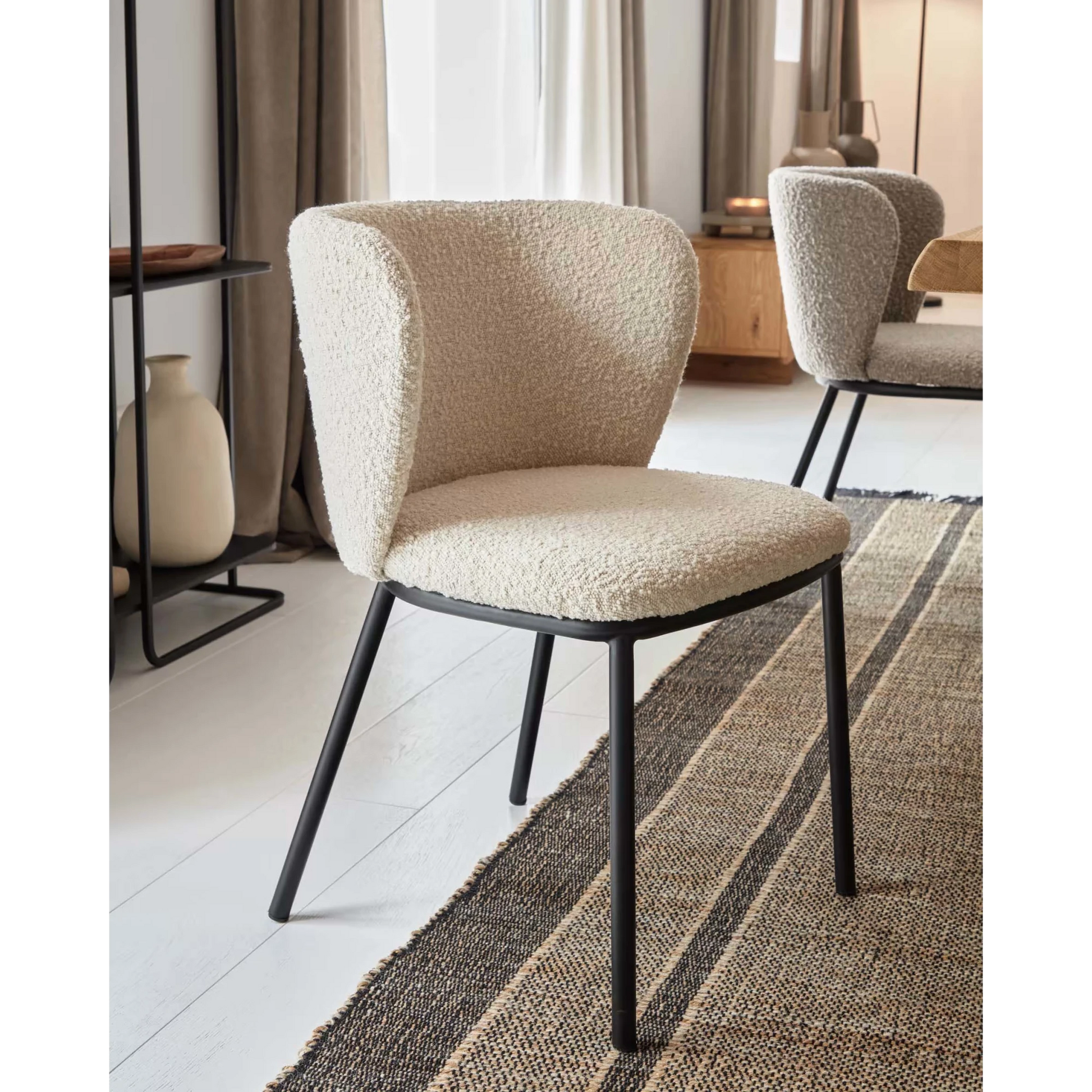 Kave Home Ciselia Boucle Dining Chair, White