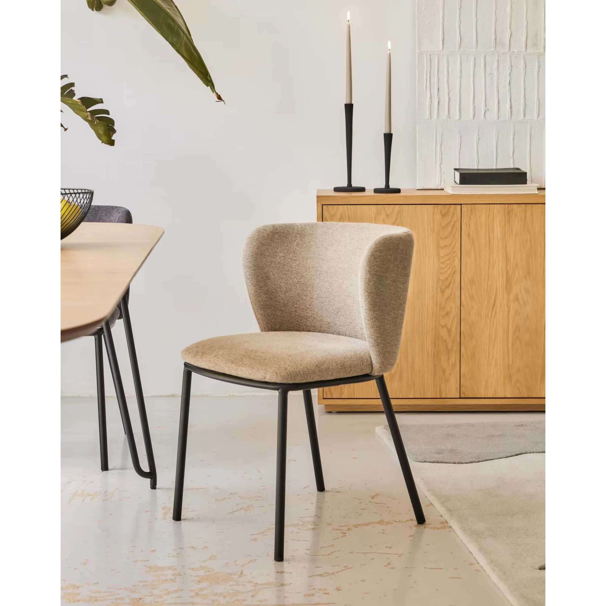 Kave Home Ciselia Chenille Dining Chair, Brown