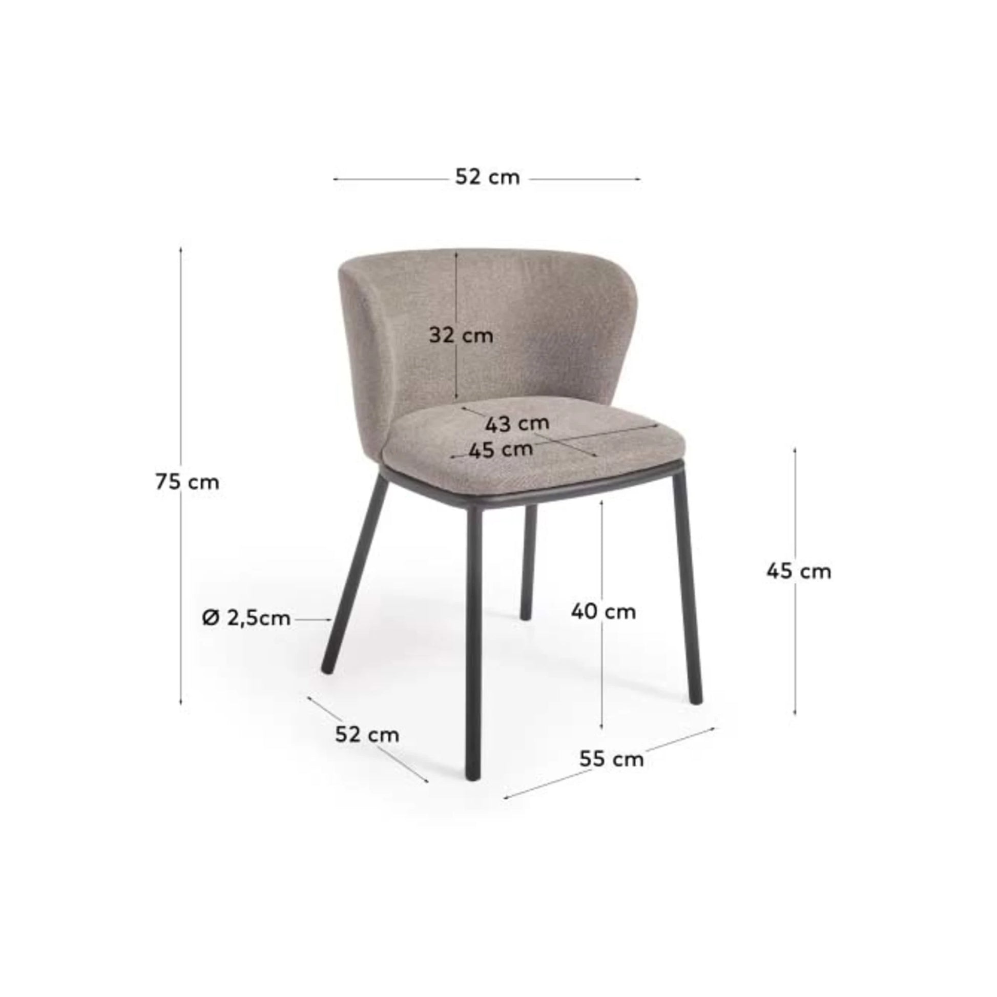Kave Home Ciselia Chenille Dining Chair, Brown