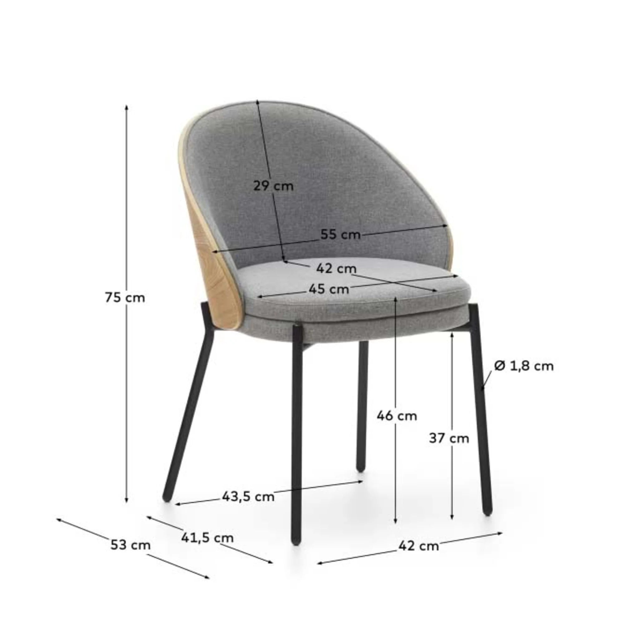 Kave Home Eamy Dining Chair, Grey