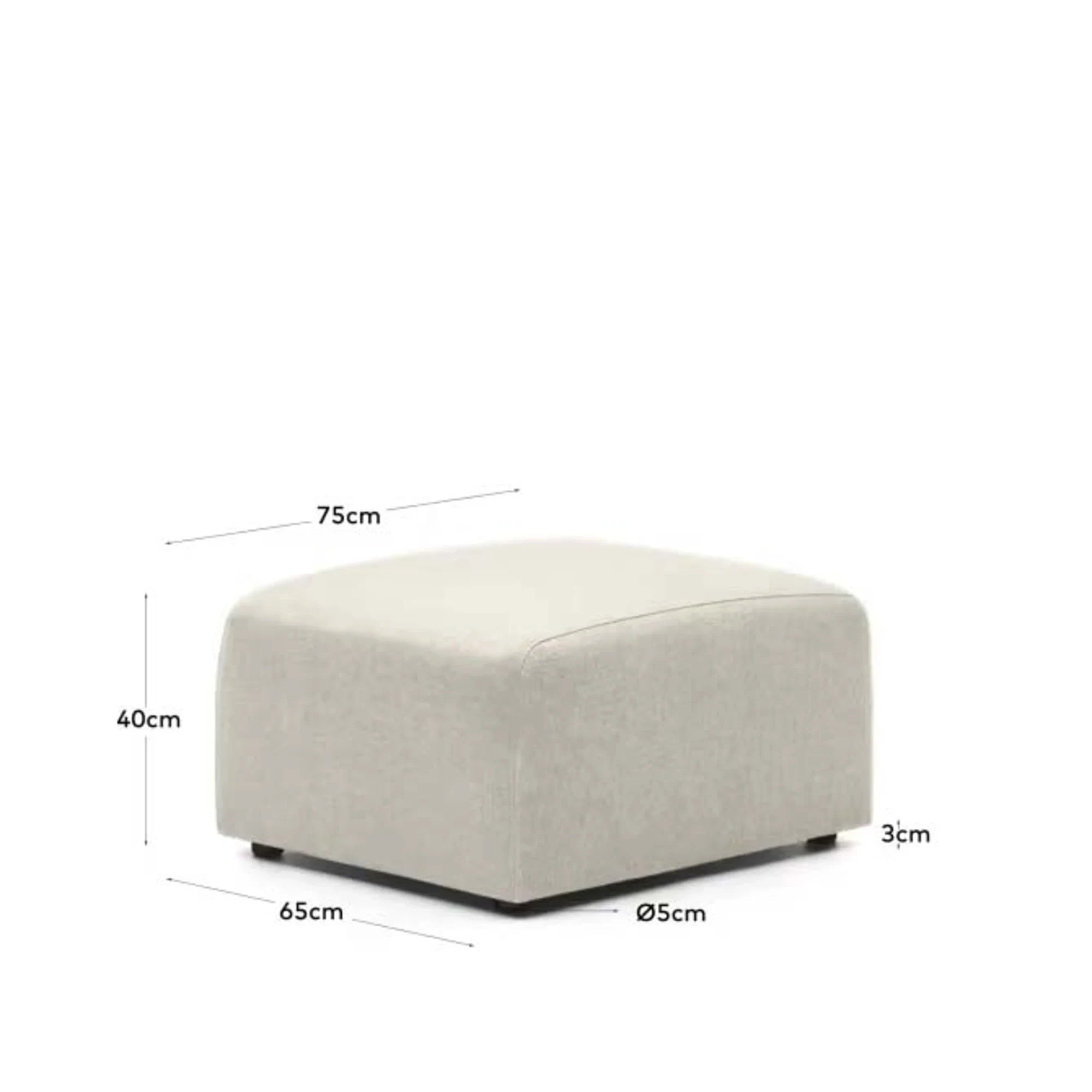 Kave Home Neom Ottoman, Beige, 75x65x40cm