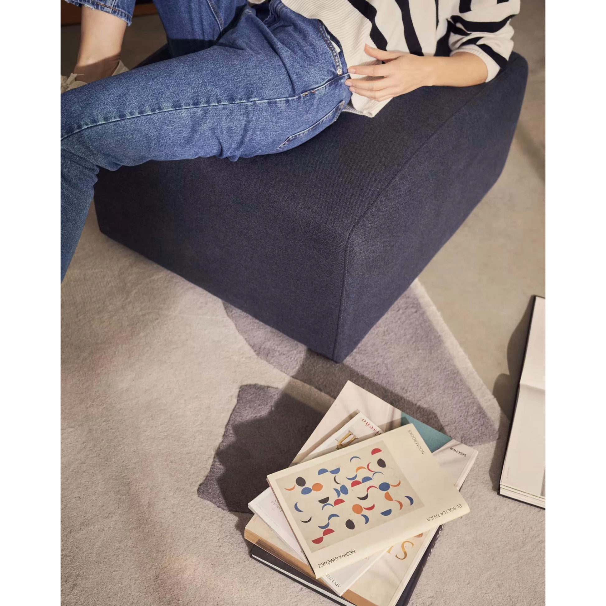 Kave Home Neom Ottoman, Blue, 75x65x40cm