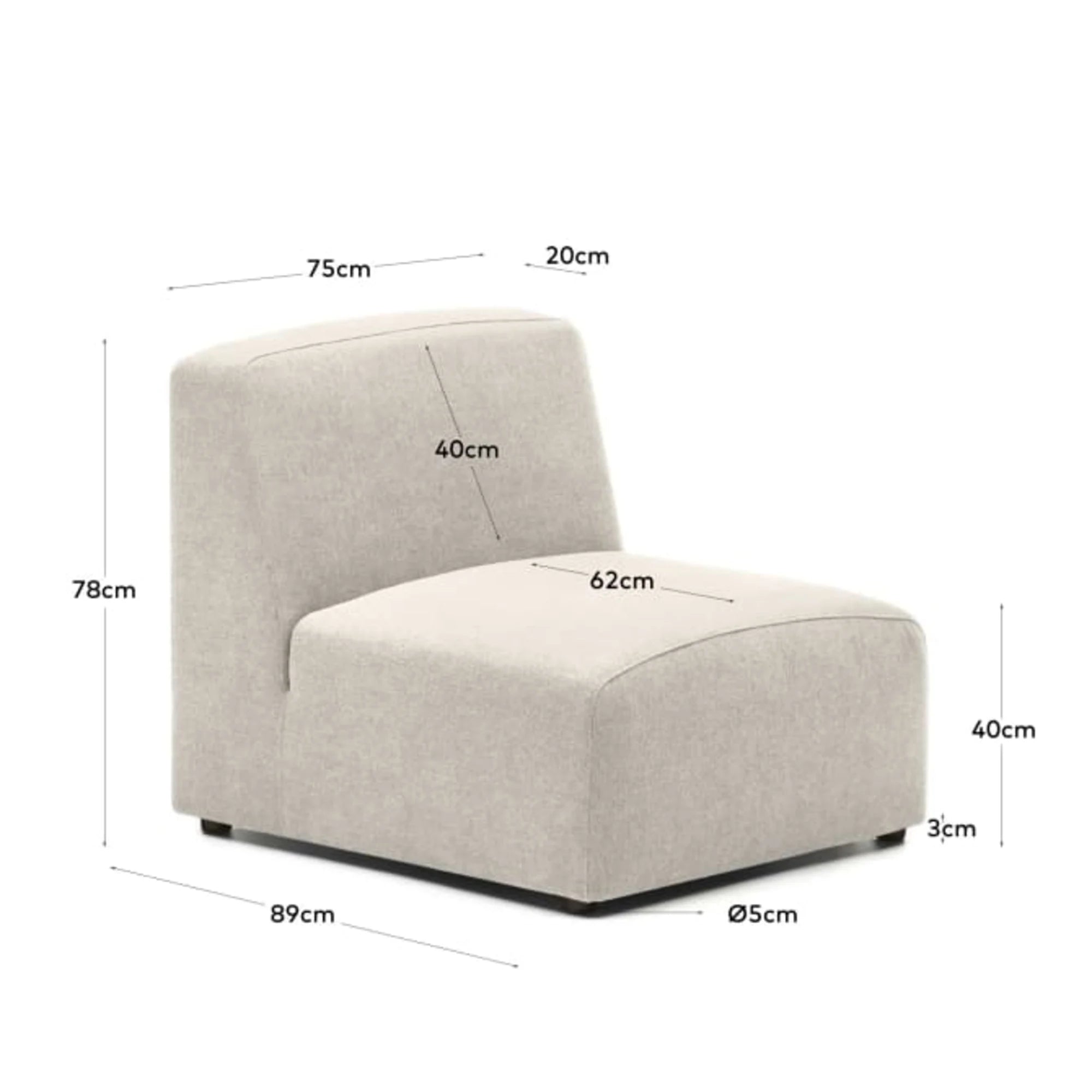 Kave Home Neom Armchair, 75cm, Beige
