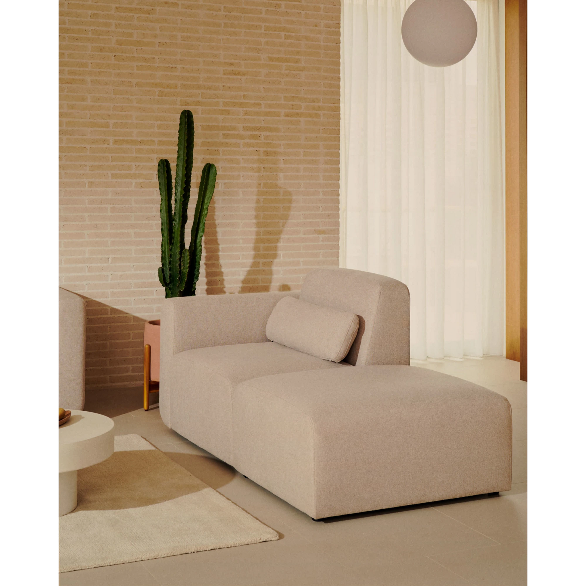 Kave Home Neom Armchair with Ottoman, Beige