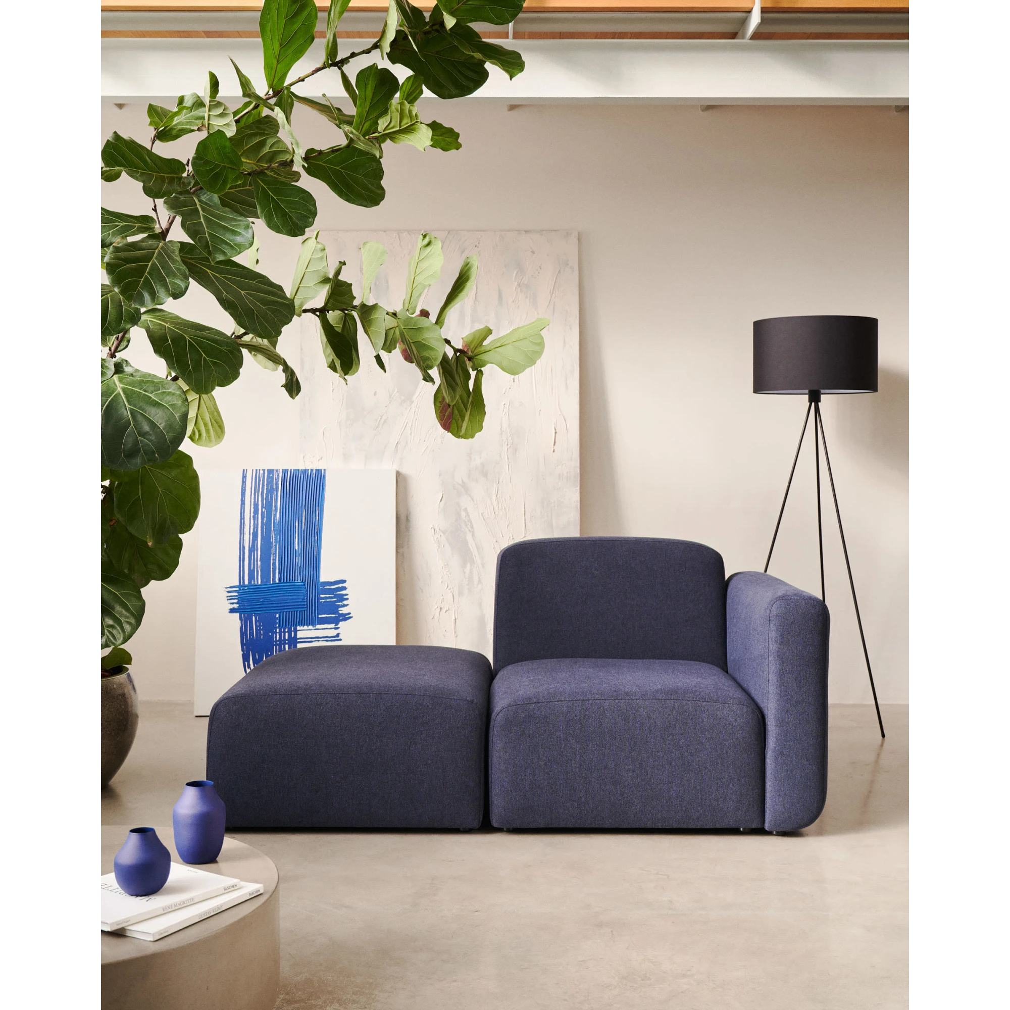 Kave Home Neom Armchair with Ottoman, Blue